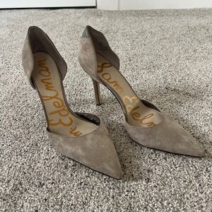 Sam Edelman Taupe Gray Suede Pointed Toe D'Orsay Pump